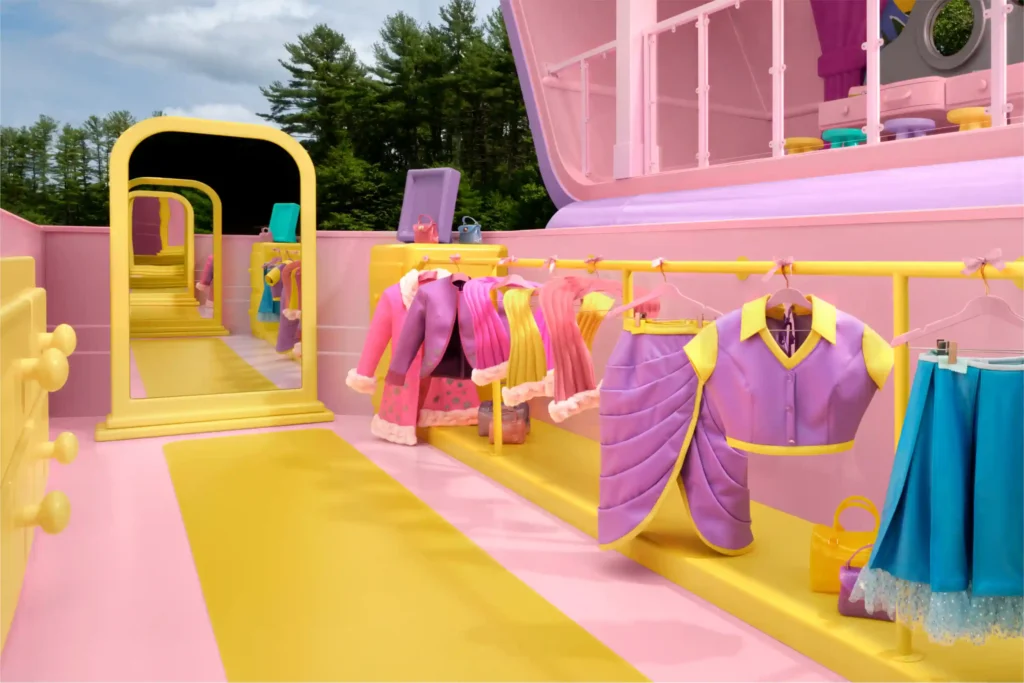 Relive 90s nostalgia in a life-sized Polly Pocket house in Littleton, MA. Enjoy iconic fashion, vintage accessories, and retro snacks. Book your stay on Airbnb from August 21!