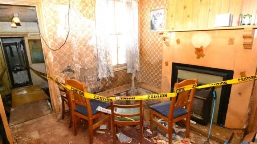 Uninhabitable Reading home listed for £300,000 comes with caution tape and needs complete renovation. Cash buyers only due to condition. Prime location near Caversham & Thames.