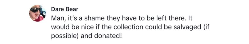 Social media comment on the post of Urban explorer discovers abandoned Liverpool home filled with 10,000 vintage toys worth £100,000 - a hoarder's treasure trove of stuffed animals and collectibles.