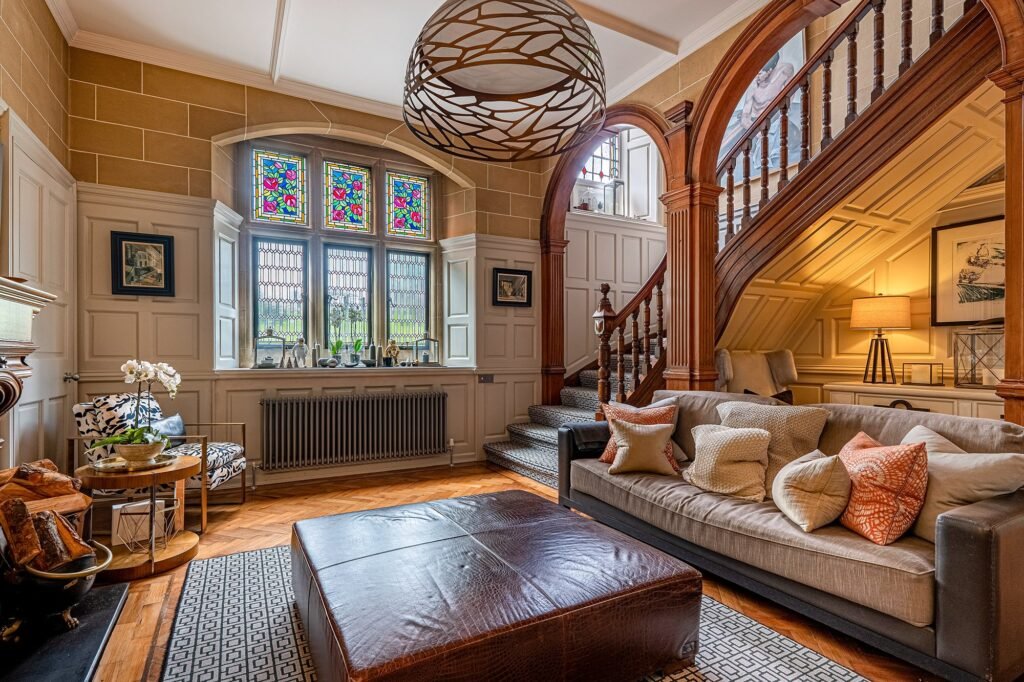 A stunning seven-bedroom villa featuring a private rugby pitch, gym, and heated garden pod is on sale for £1.55 million in Pollokshields, Glasgow. A unique blend of history and modern luxury.