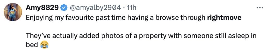 Social media comment on the post of One-bed flat in Sunderland listed for £55K sparks laughs as photos show tenant asleep in bed. Estate agent notes tenant has no plans to move out, amusing homehunters.