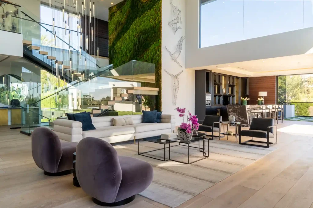 Luxury Brentwood estate "The Oasis" offers 20,000 sq ft of opulence with a Kobe Bryant-themed basketball court, car showroom, aquarium, and more, for $250K/month.