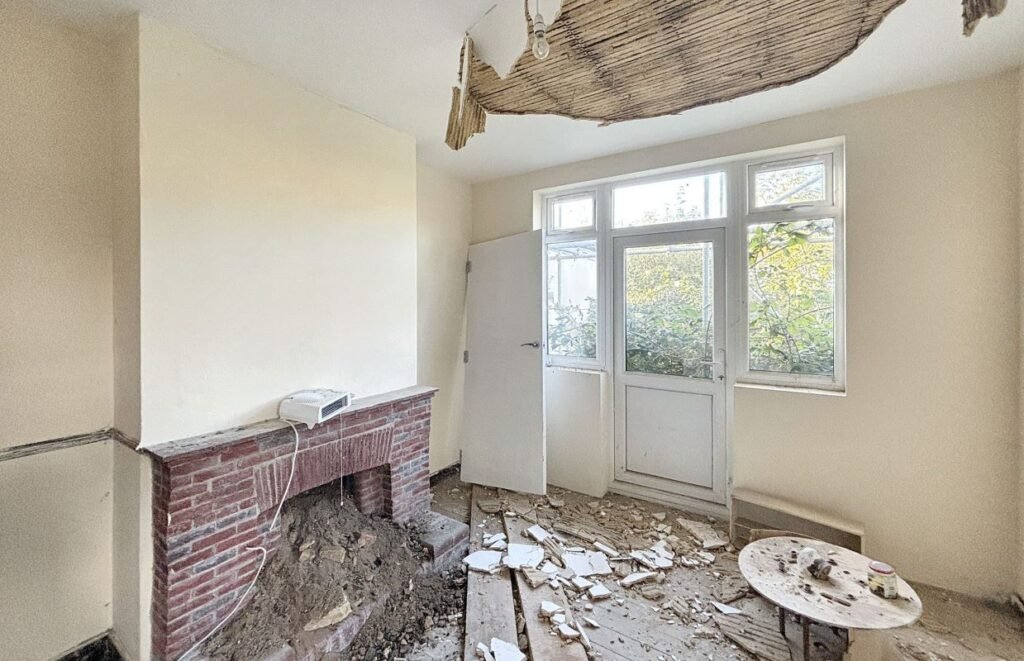 London’s £450k ‘fixer-upper’ with collapsing ceilings and mold offers a unique investment opportunity in Palmers Green, with planning permission for two flats.