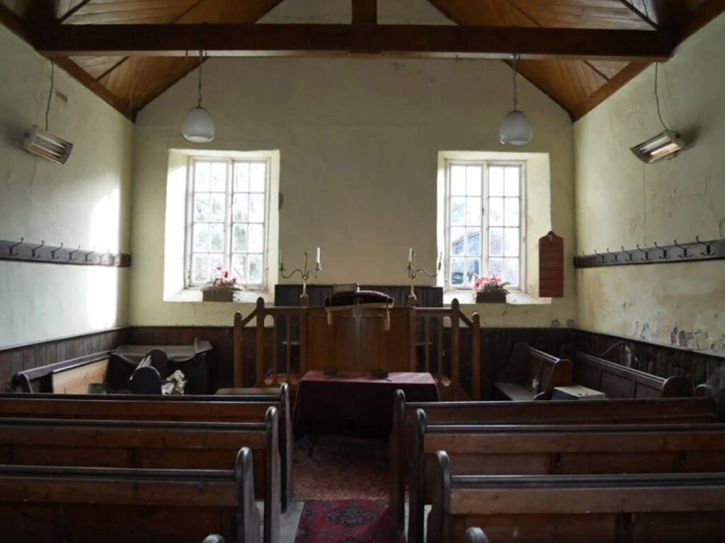 Charming former chapel in Brecon Beacons National Park for sale at £70,000. Nestled in scenic Honddu Valley, this 418 sq ft property offers unique rural retreat potential.