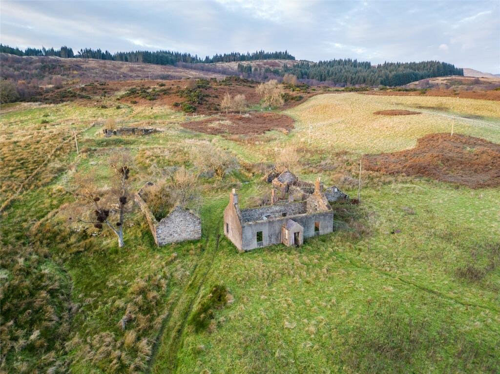 Remote £150K Scottish cottage overlooking Loch Venachar is a renovator's dream - no roof, just stone walls. Includes over 2 acres of land & planning permission.