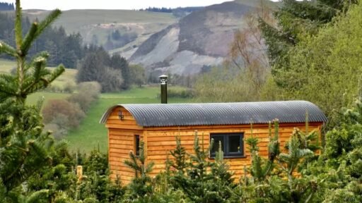 Escape to a luxury shepherd’s hut on a Christmas tree farm in Wales! With a hot tub, log burner, and stunning views, this festive retreat is perfect for a cosy getaway.