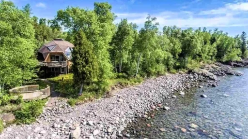 Stunning geodesic dome cabin on Lake Superior, Minnesota, hits the market for £1m. With breathtaking views, modern updates, and a lakeside deck, it offers a magical retreat.