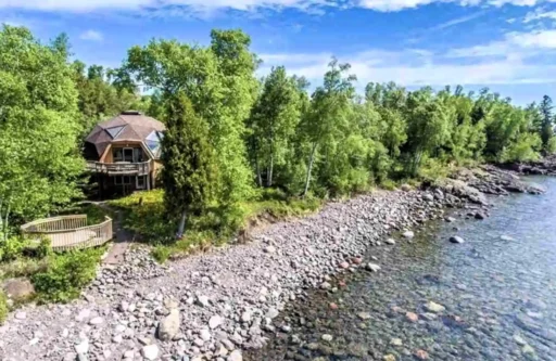 Stunning geodesic dome cabin on Lake Superior, Minnesota, hits the market for £1m. With breathtaking views, modern updates, and a lakeside deck, it offers a magical retreat.