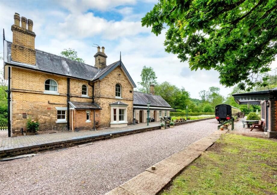 A converted Victorian railway station with vintage train carriages is for sale in Shropshire for £975,000 - a unique home and business earning £45,000 in 10 weeks.