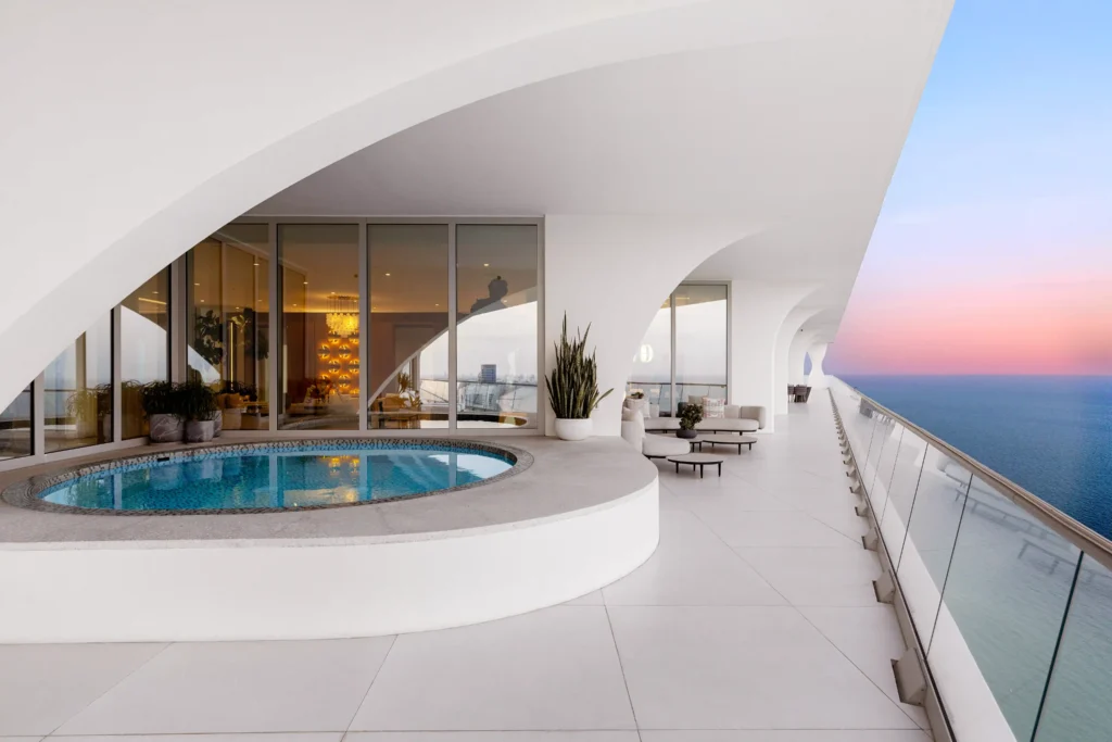 A \$28.6m Miami penthouse once owned by crypto billionaire Adam Weitsman boasts 12ft ceilings, private spa, pool, and skyline views just steps from celeb-loved beaches.