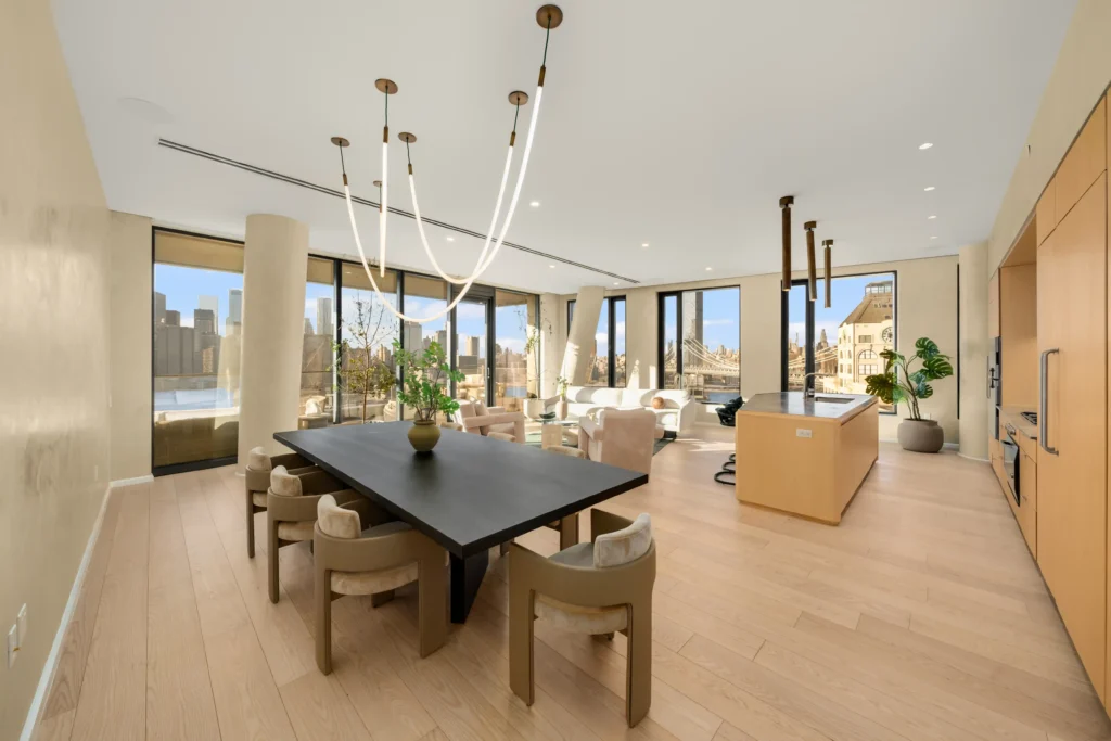 Ben Simmons has listed his $17M Brooklyn penthouse in the Olympia Dumbo building, featuring skyline views, luxury interiors, and elite amenities after moving to LA.