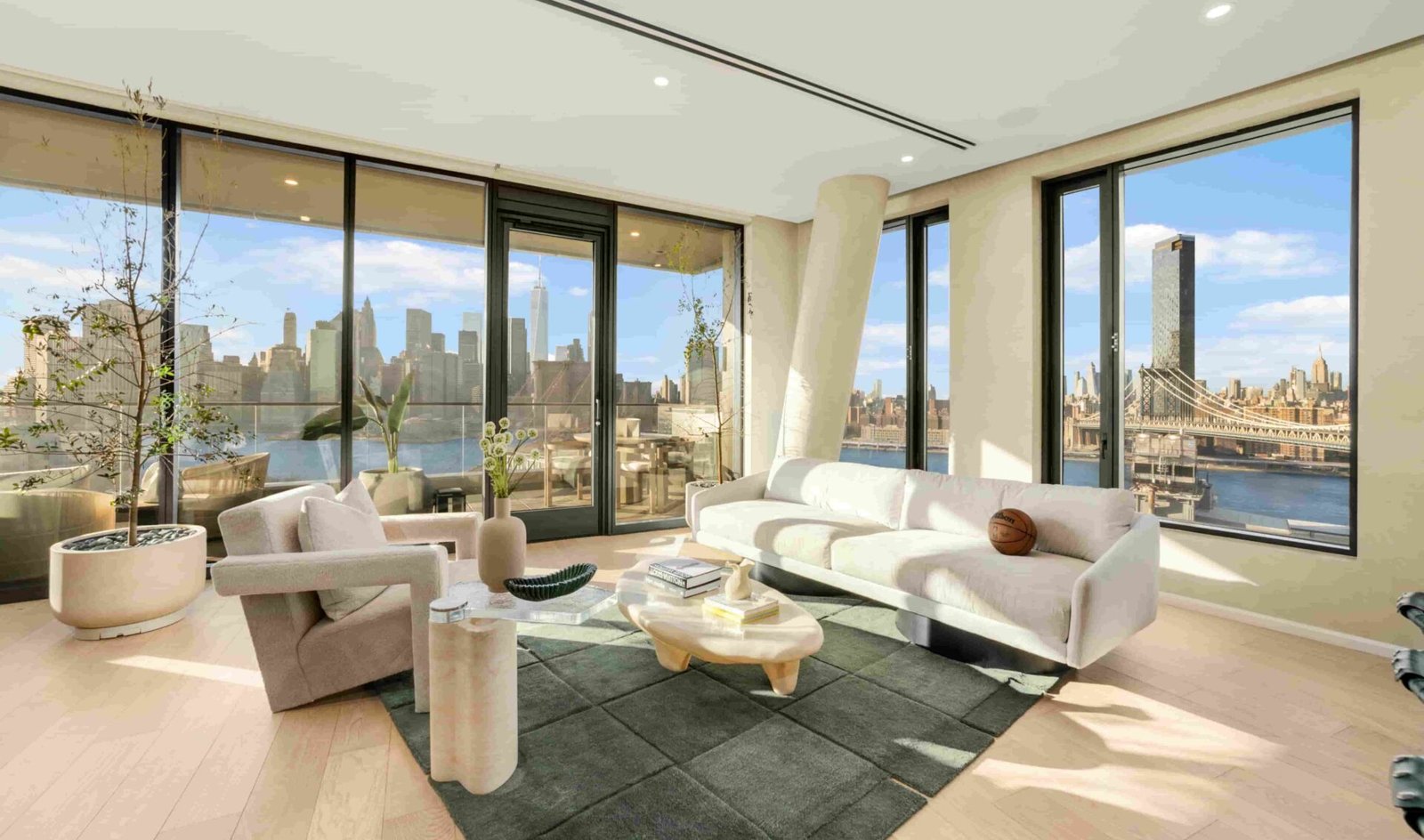 Ben Simmons has listed his \$17M Brooklyn penthouse in the Olympia Dumbo building, featuring skyline views, luxury interiors, and elite amenities after moving to LA.