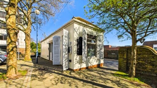 A former public toilet in Ramsgate, now a £110,000 mini bungalow with a courtyard, kitchenette and shower room, offers quirky charm and potential near the town centre.