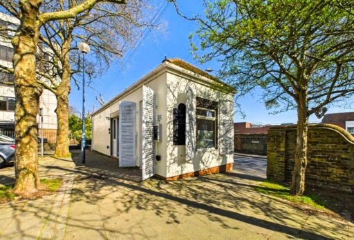 A former public toilet in Ramsgate, now a £110,000 mini bungalow with a courtyard, kitchenette and shower room, offers quirky charm and potential near the town centre.