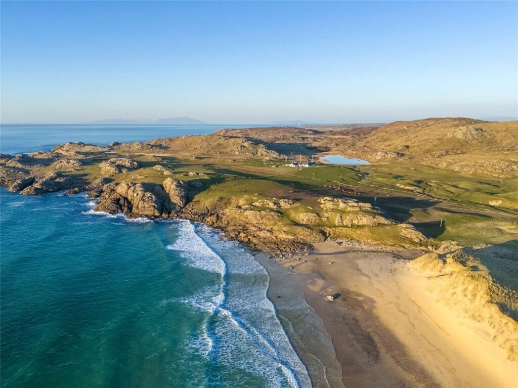 Twin thatched cottages on Scotland's Isle of Coll are for sale at £420,000, offering ocean views, shared gardens and rustic charm near where Kate Winslet owns a home.