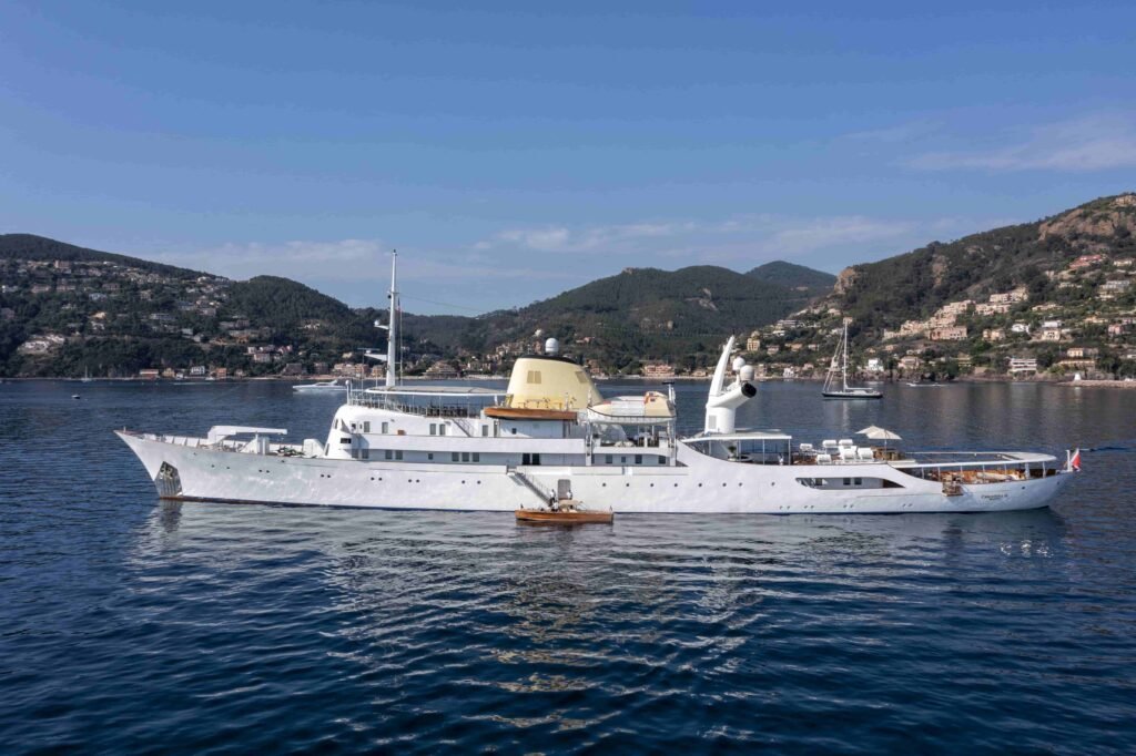 Christina O superyacht hits market at £76.7m with 17 cabins, pool, cinema, and celebrity history from Jackie O to Churchill, once chartered for \$800k a week.