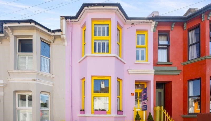 This £625,000 Brighton home stuns with rainbow colors, neon furniture, trinkets galore, and a Polly Pocket vibe that’s anything but boring on Bentham Road.