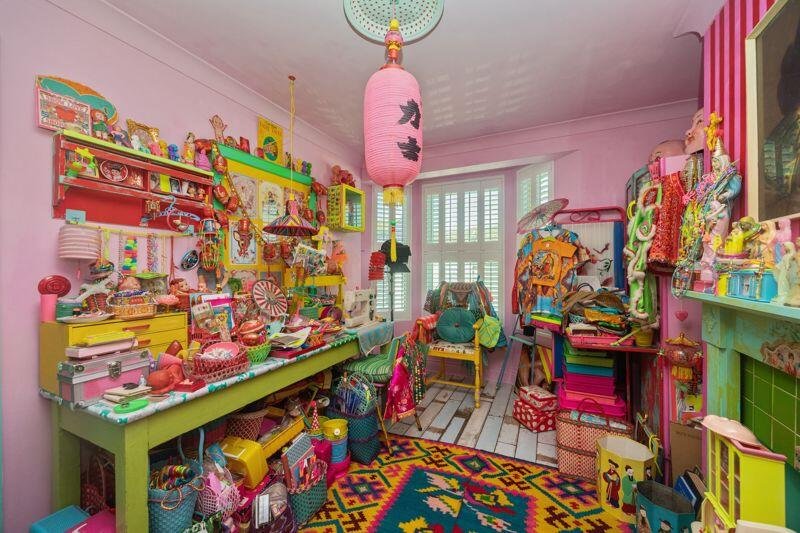 This £625,000 Brighton home stuns with rainbow colors, neon furniture, trinkets galore, and a Polly Pocket vibe that’s anything but boring on Bentham Road.
