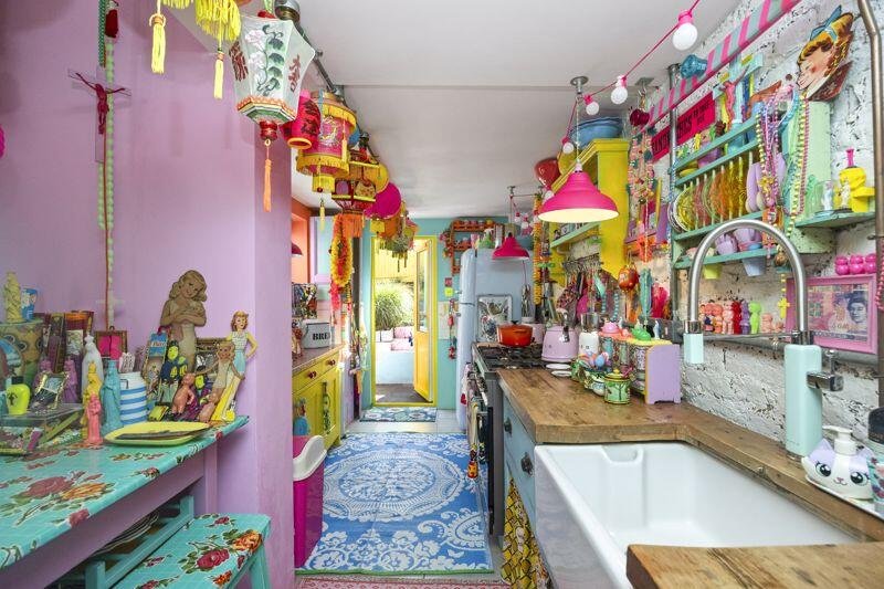 This £625,000 Brighton home stuns with rainbow colors, neon furniture, trinkets galore, and a Polly Pocket vibe that’s anything but boring on Bentham Road.