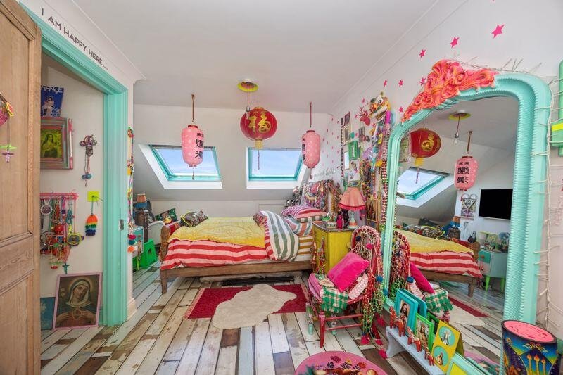 This £625,000 Brighton home stuns with rainbow colors, neon furniture, trinkets galore, and a Polly Pocket vibe that’s anything but boring on Bentham Road.