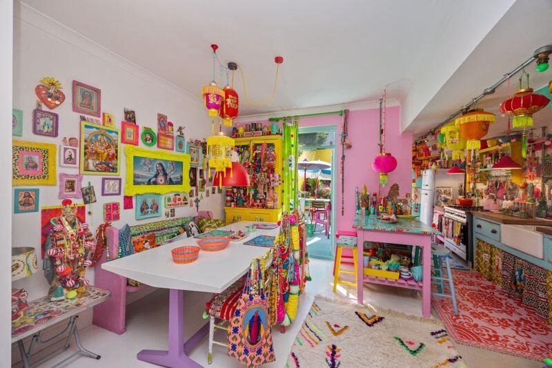 This £625,000 Brighton home stuns with rainbow colors, neon furniture, trinkets galore, and a Polly Pocket vibe that’s anything but boring on Bentham Road.
