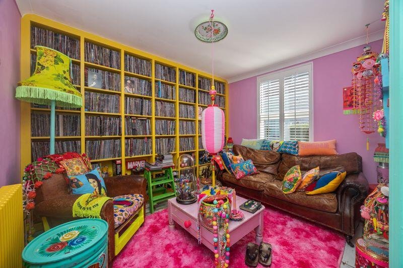 This £625,000 Brighton home stuns with rainbow colors, neon furniture, trinkets galore, and a Polly Pocket vibe that’s anything but boring on Bentham Road.
