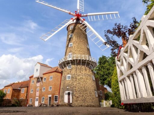 Historic Maud Foster Windmill in Lincolnshire is for sale at £549,950 with a penthouse home, shop, flour mill, and potential for a wedding venue or holiday let.