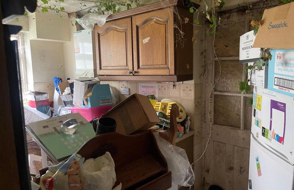 A four bed house in Chippenham is listed for £395k but inside lies chaos with piles of rubbish and a bathroom in shocking condition awaiting full refurbishment.