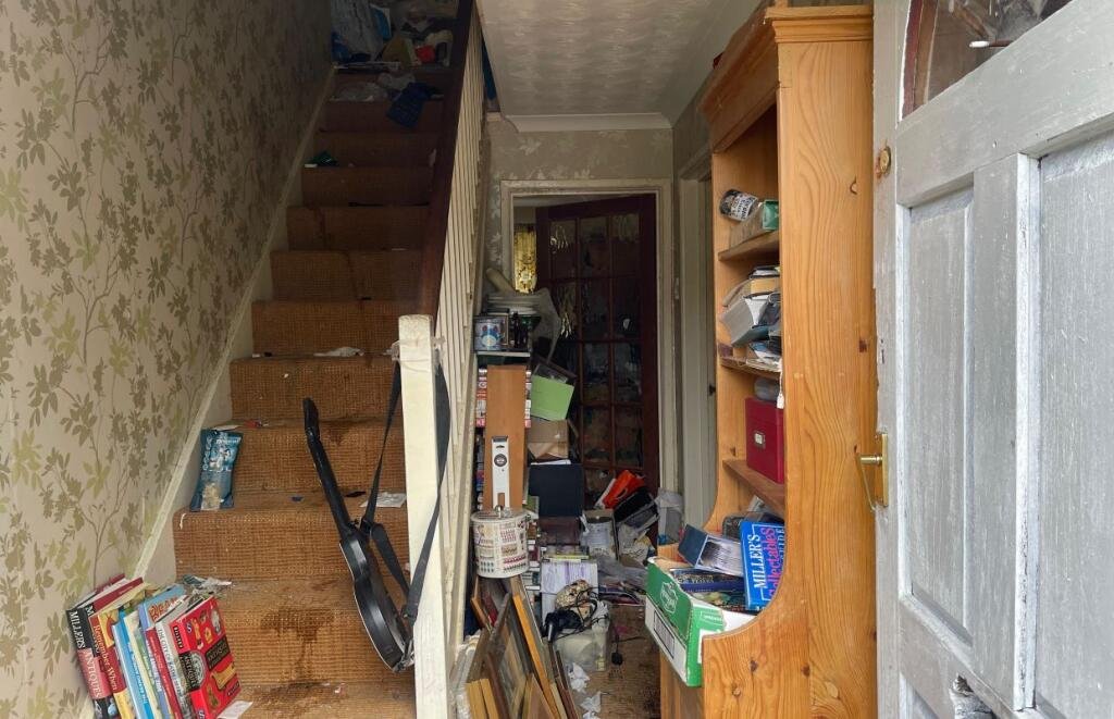 A four bed house in Chippenham is listed for £395k but inside lies chaos with piles of rubbish and a bathroom in shocking condition awaiting full refurbishment.