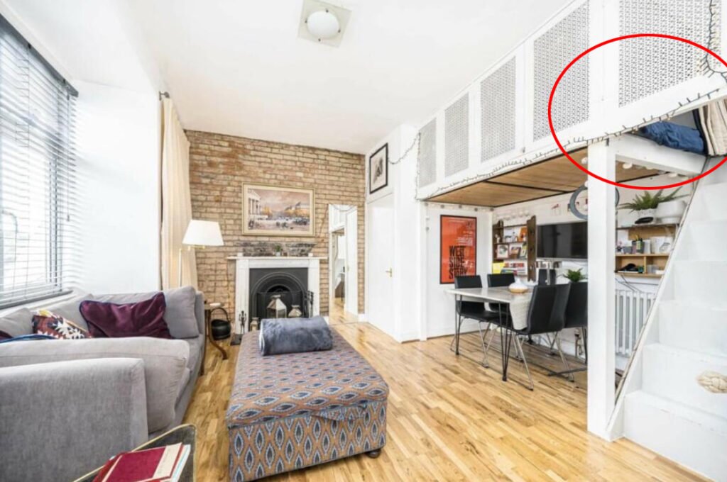 A quirky Bloomsbury studio flat costs £2,295 a month with a hidden mezzanine bedroom, rooftop terrace and period charm but no parking, pets or bills included.
