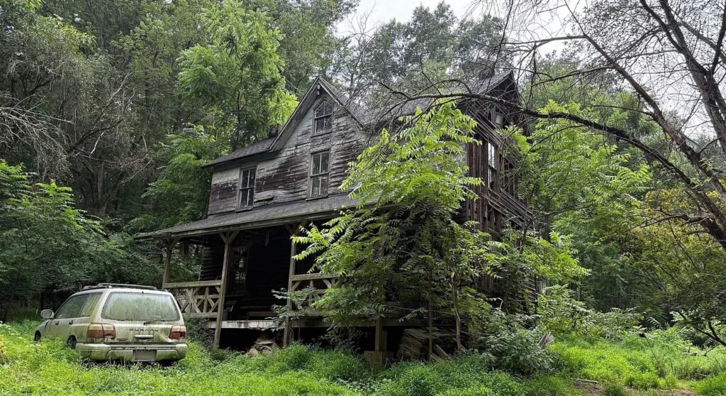 Dilapidated \$300k Maryland home overrun by feral cats and raccoons hits the market with boarded windows and warnings but nearly five acres of rural land hold the value.