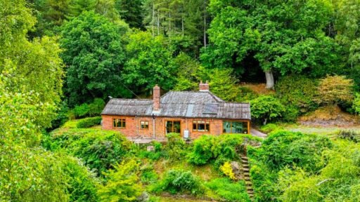 Secluded £520k woodland home in Shrewsbury with two bedrooms nearly one acre of gardens rare plants historic mine features and stunning views offers ultimate privacy.