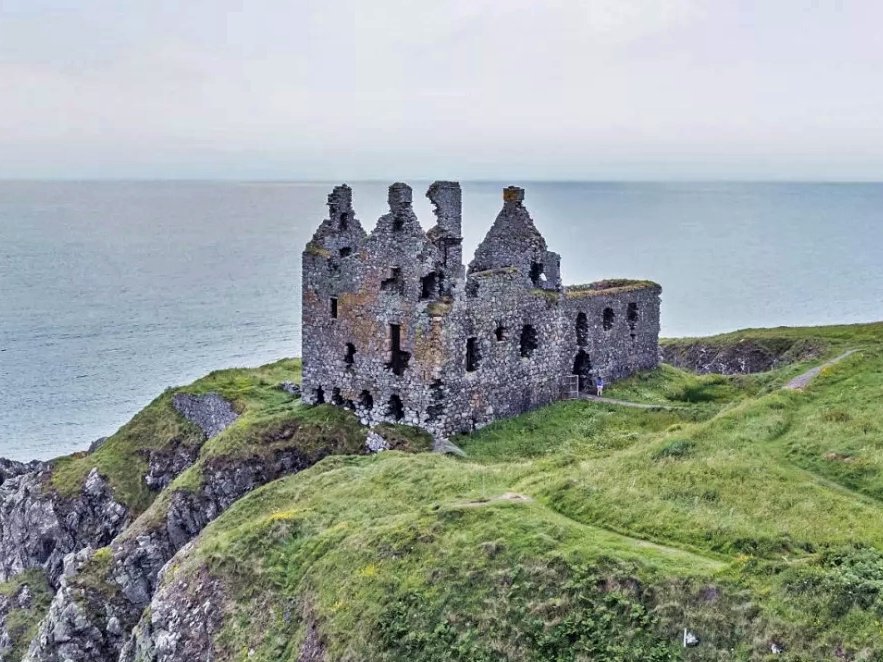 Dunskey Castle ruins on a cliff in Scotland with sea views to Northern Ireland are on sale for offers over £100,000 offering eight acres of land and historic allure.