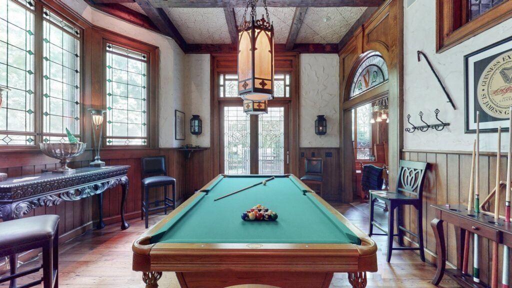 A Cleveland home listed at \$1.6m comes with its own Irish pub, featuring a bar, fireplace and pool table, alongside four bedrooms, marble floors and scenic gardens.