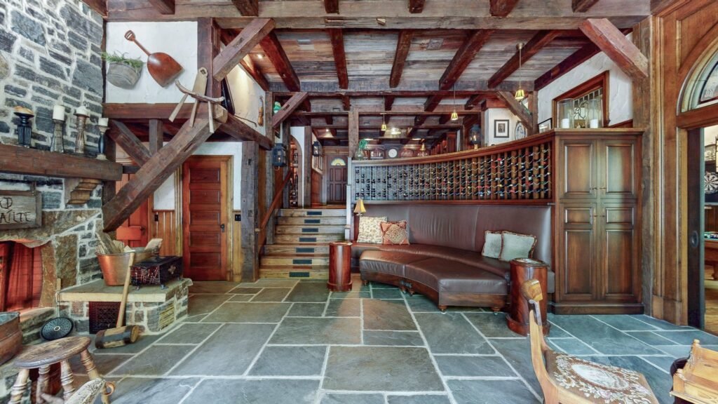 A Cleveland home listed at \$1.6m comes with its own Irish pub, featuring a bar, fireplace and pool table, alongside four bedrooms, marble floors and scenic gardens.