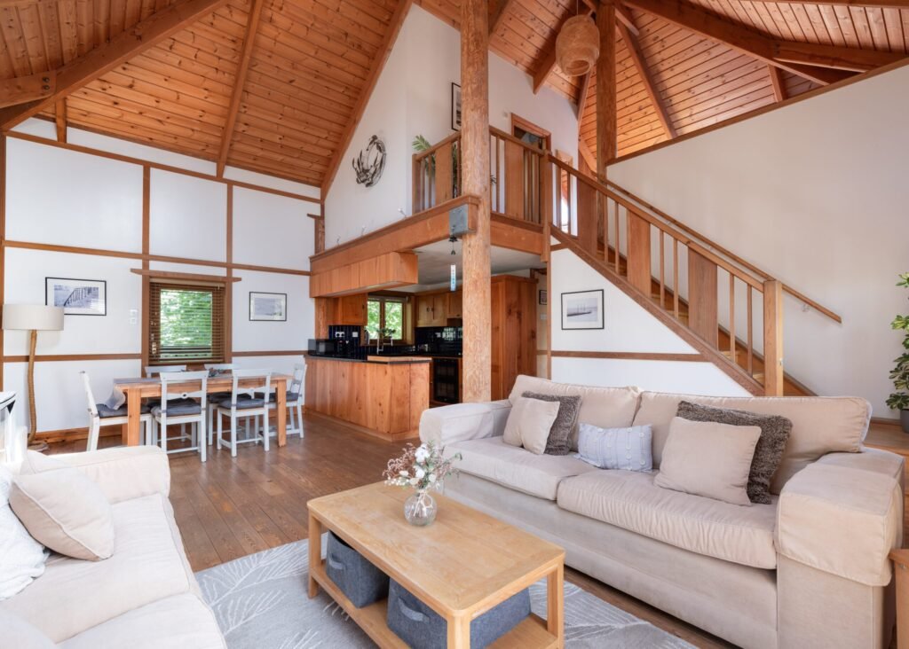 Kate Winslet’s former Japanese-style Pole House in Cornwall is for sale at £600,000, featuring unique stilt design, vaulted ceilings, gardens and coastal charm.