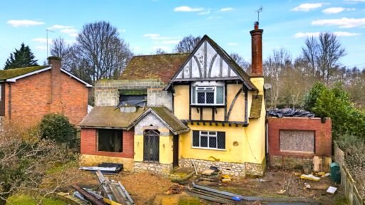 Mould-ridden four-bedroom house in Maidstone priced at £575k offers a risky renovation project with missing windows, rotting ceilings and a drained pool for investors.