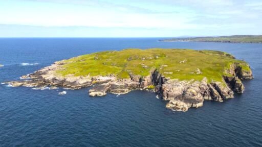 Mullagrach Island in Scotland’s Summer Isles is now £400,000, offering 88 acres of rugged beauty, eco cabin, wildlife conservation and total off-grid seclusion.