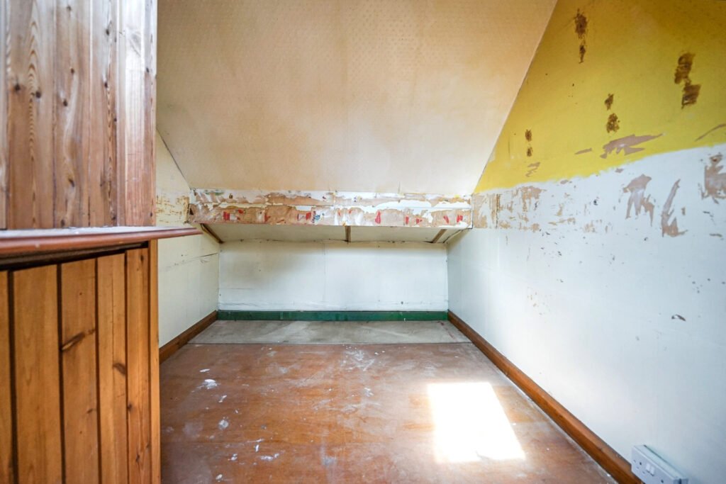 Britain’s narrowest homes include this 7ft wide terraced house in Chatham with 500 sqft space, two bedrooms, and a guide price of £75,000 at auction.