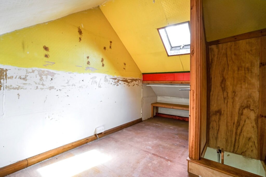 Britain’s narrowest homes include this 7ft wide terraced house in Chatham with 500 sqft space, two bedrooms, and a guide price of £75,000 at auction.