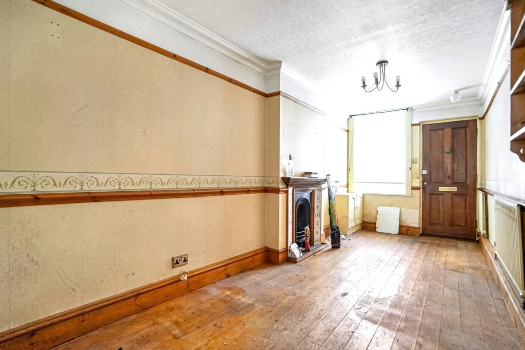 Britain’s narrowest homes include this 7ft wide terraced house in Chatham with 500 sqft space, two bedrooms, and a guide price of £75,000 at auction.