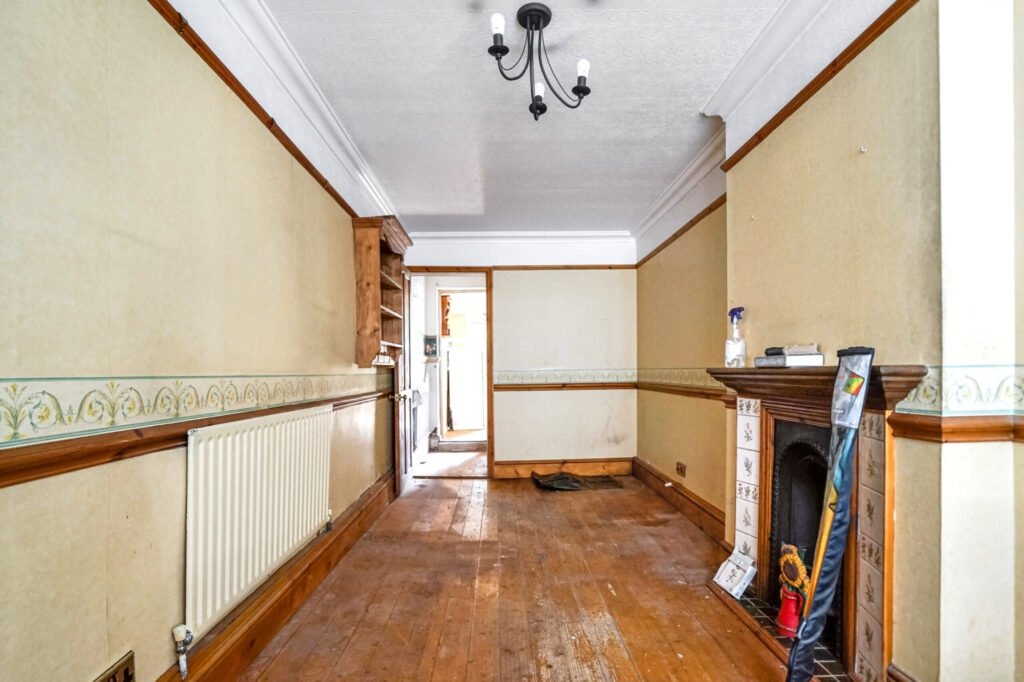 Britain’s narrowest homes include this 7ft wide terraced house in Chatham with 500 sqft space, two bedrooms, and a guide price of £75,000 at auction.