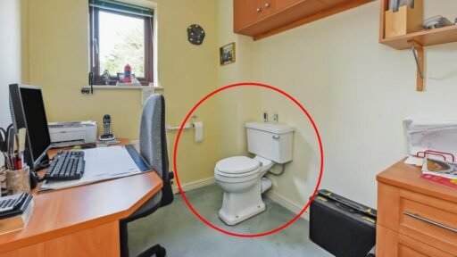 This Alton townhouse hides a quirky secret - a full home office set up right beside the bathroom, making it Britain’s most convenient and unusual workspace.
