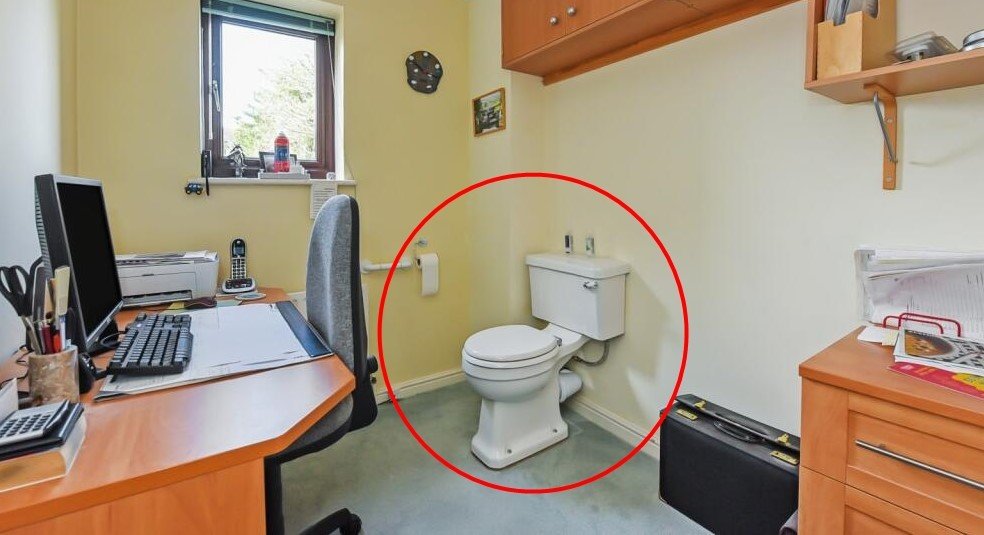 This Alton townhouse hides a quirky secret - a full home office set up right beside the bathroom, making it Britain’s most convenient and unusual workspace.