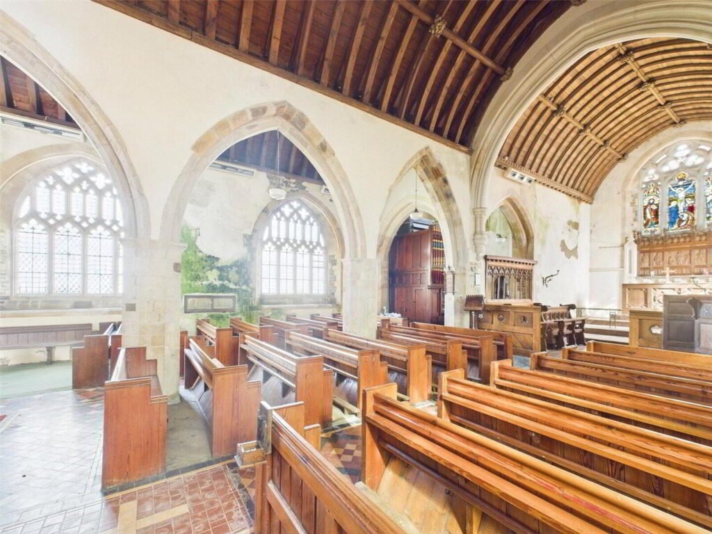 A Grade I Listed church in Devon with vaulted ceilings, stained glass and a graveyard is for sale at £50,000 offering unique potential for conversion or business use.