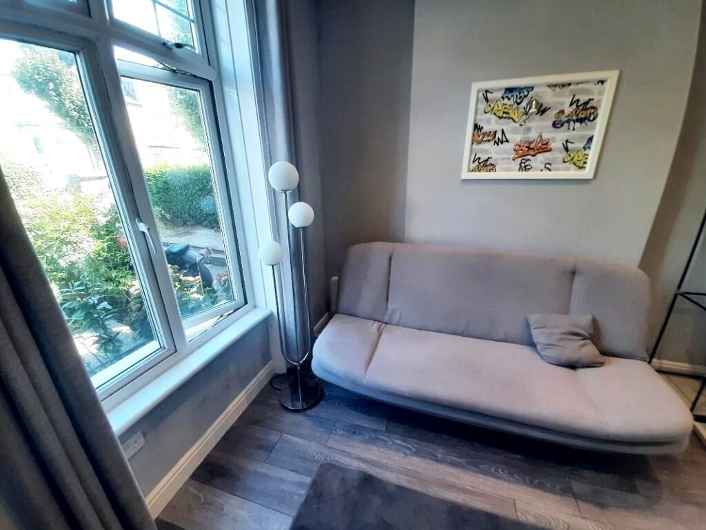 A £1,000-a-month studio in Harlesden, north London, offers a sofa bed instead of a real bed. Recently refurbished, it includes shared kitchen access and a large garden.