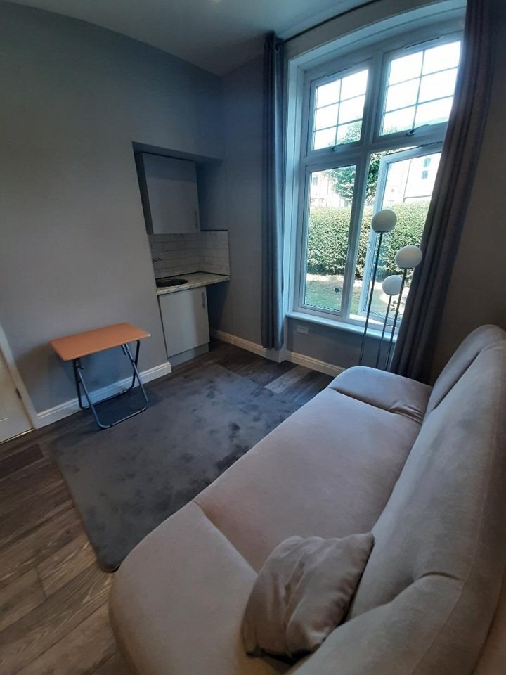 A £1,000-a-month studio in Harlesden, north London, offers a sofa bed instead of a real bed. Recently refurbished, it includes shared kitchen access and a large garden.