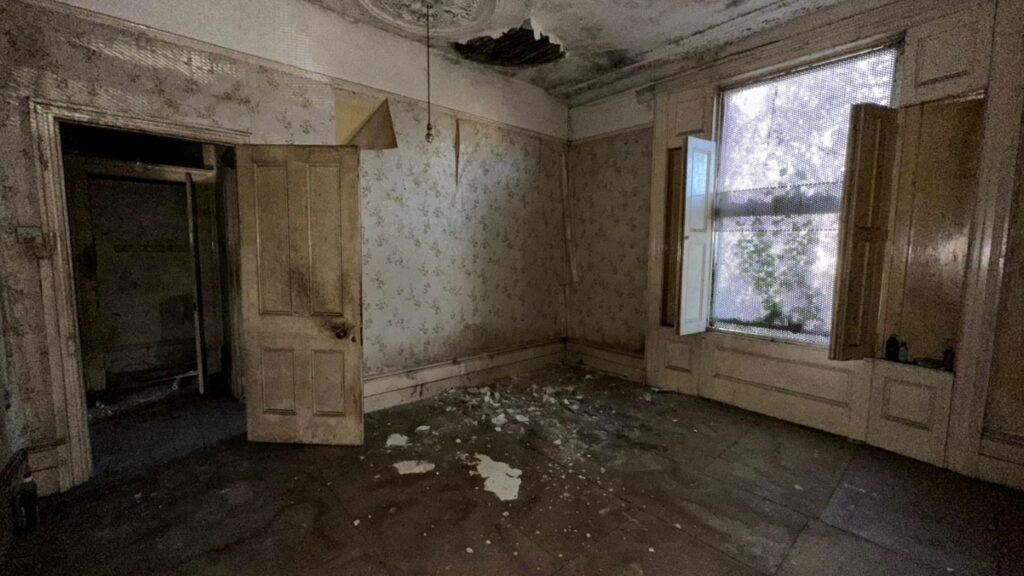 A nine-bedroom detached house in Lewisham priced at £615,000 is up for sale, but its crumbling bathroom and dated interior require a full refurbishment project.