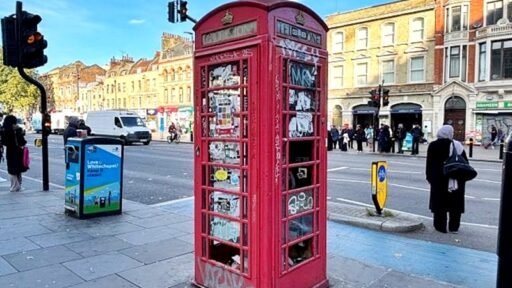 A rare red telephone box in London’s Whitechapel is up for auction from £5,000, offering a chance to own British history with potential for creative future uses.