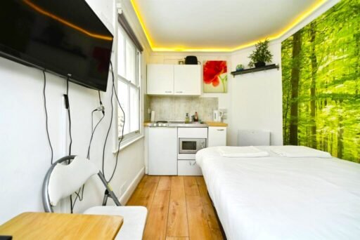 A Brighton studio flat so small you can cook from bed is on sale for £110,000, offering a compact seafront retreat with a kitchen, shower room and shared freehold.